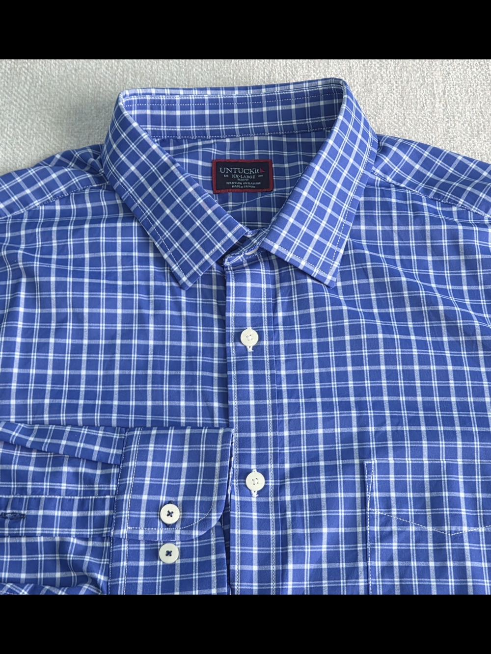 UNTUCKit Klepersol Button Down Shirt Men's XXL Slim Fit Blue Plaid Stretch 40630